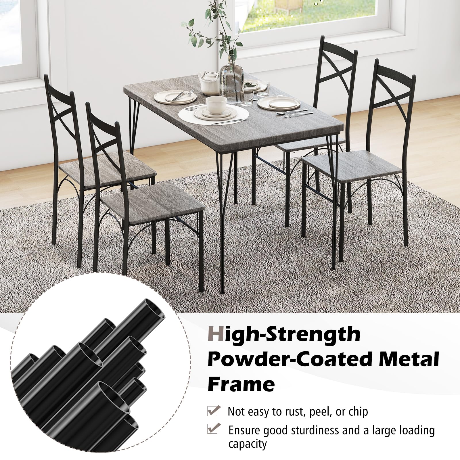 Giantex 5-Piece Dining Table Set, Modern Rectangular Dining Table & 4 Dining Chairs Set
