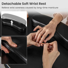 Manicure Table Nail Desk with Drawers, Wrist Rest, Metal Legs, Nail Tech Station
