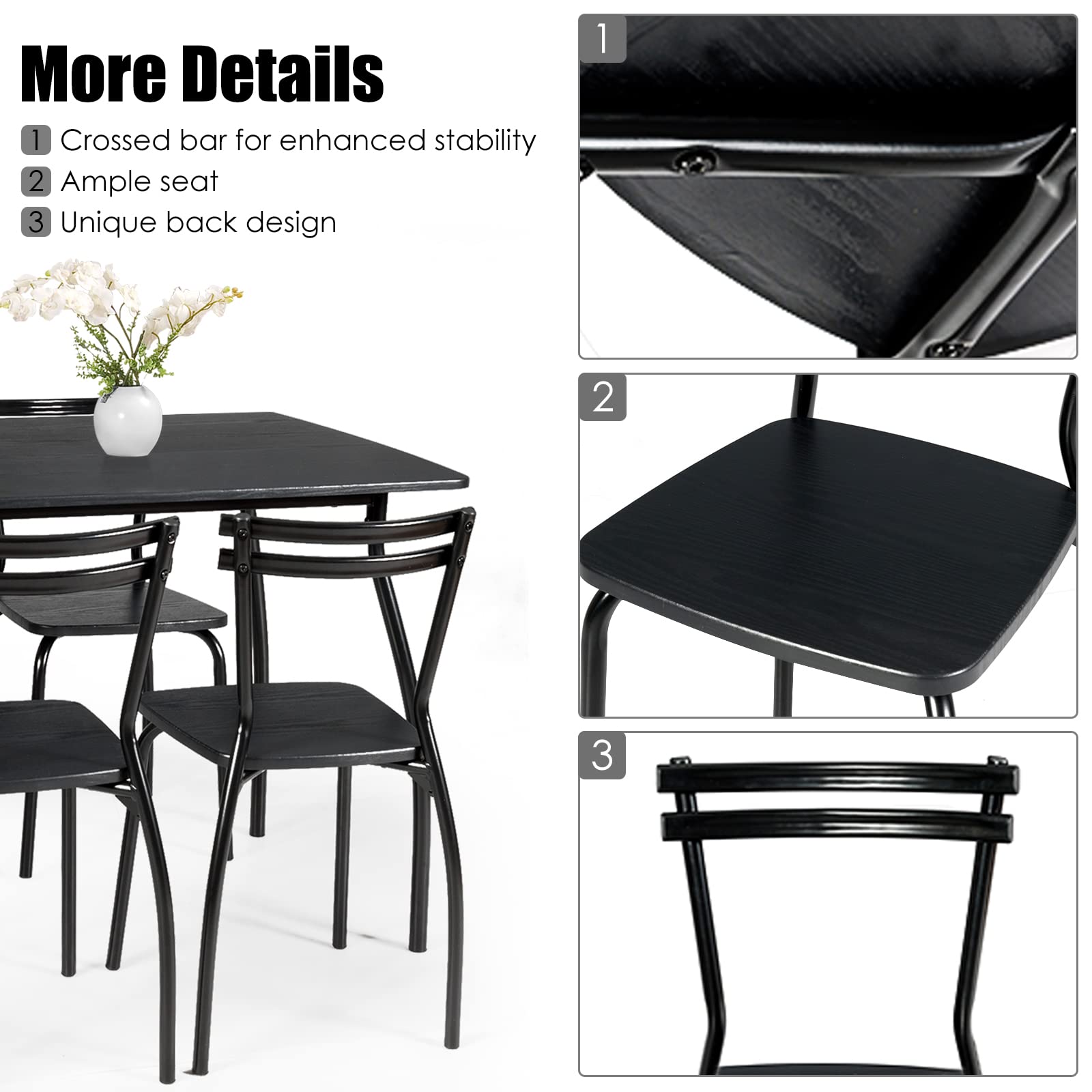 Giantex 5Pcs Dining Table Set, Rectangular Dining Table Furniture Set, Modern Dining Table and Chairs Set