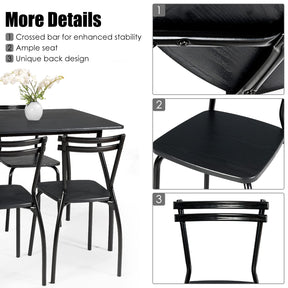 Giantex 5Pcs Dining Table Set, Rectangular Dining Table Furniture Set, Modern Dining Table and Chairs Set