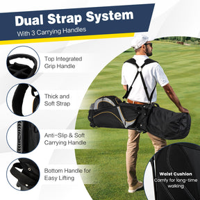 Golf Club Bag w/ 8 Way Top Dividers, 7 Zippered Pockets, Cooler Bag, Dual Strap & Rain Hood