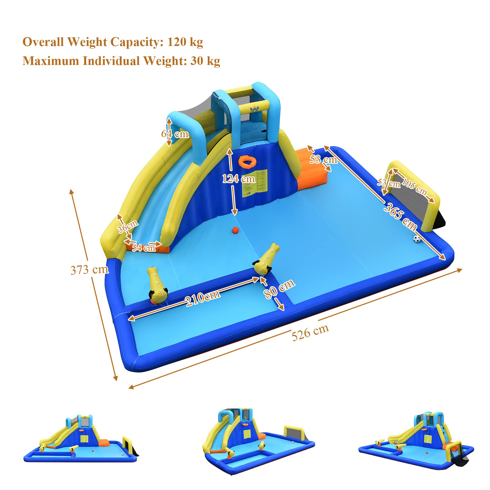 Inflatable Water Slide for Kids, 6-in-1 Kids Giant Water Park w/Large Water Soccer Splash Pool, Water Cannons