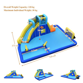Inflatable Water Slide for Kids, 6-in-1 Kids Giant Water Park w/Large Water Soccer Splash Pool, Water Cannons