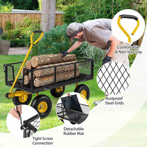 Outdoor Platform Cart w/4 Removable Side Panels, 26cm All Terrain Wheels