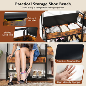 Hall Tree with Shoe Storage Bench, 178 cm Freestanding Coat Rack w/Shoe Rack