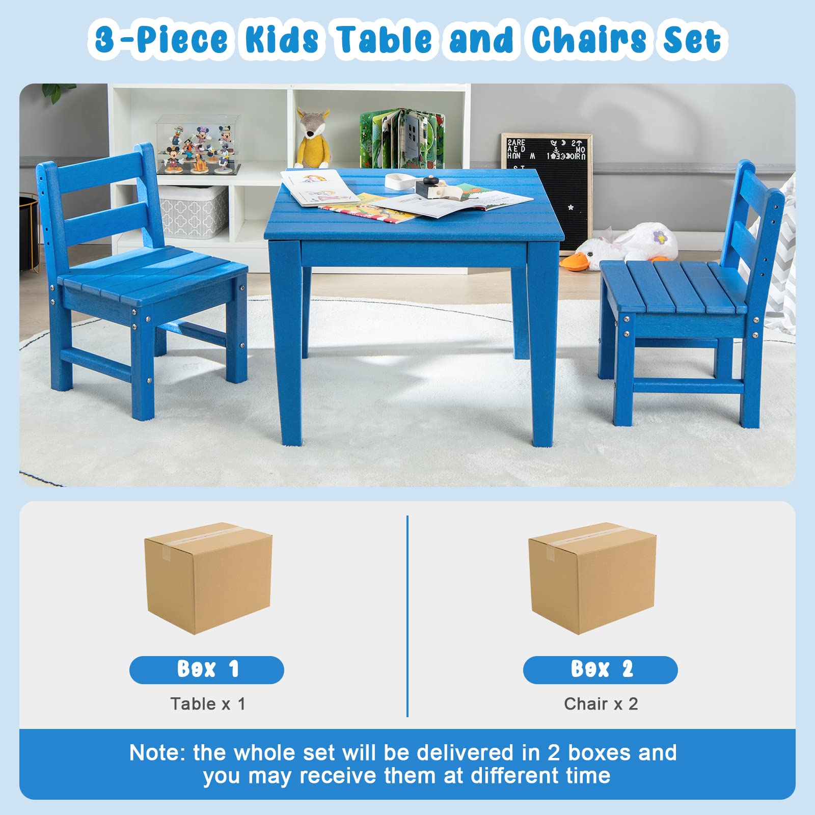 HONEY JOY 3-Piece Kids Table & Chairs Set