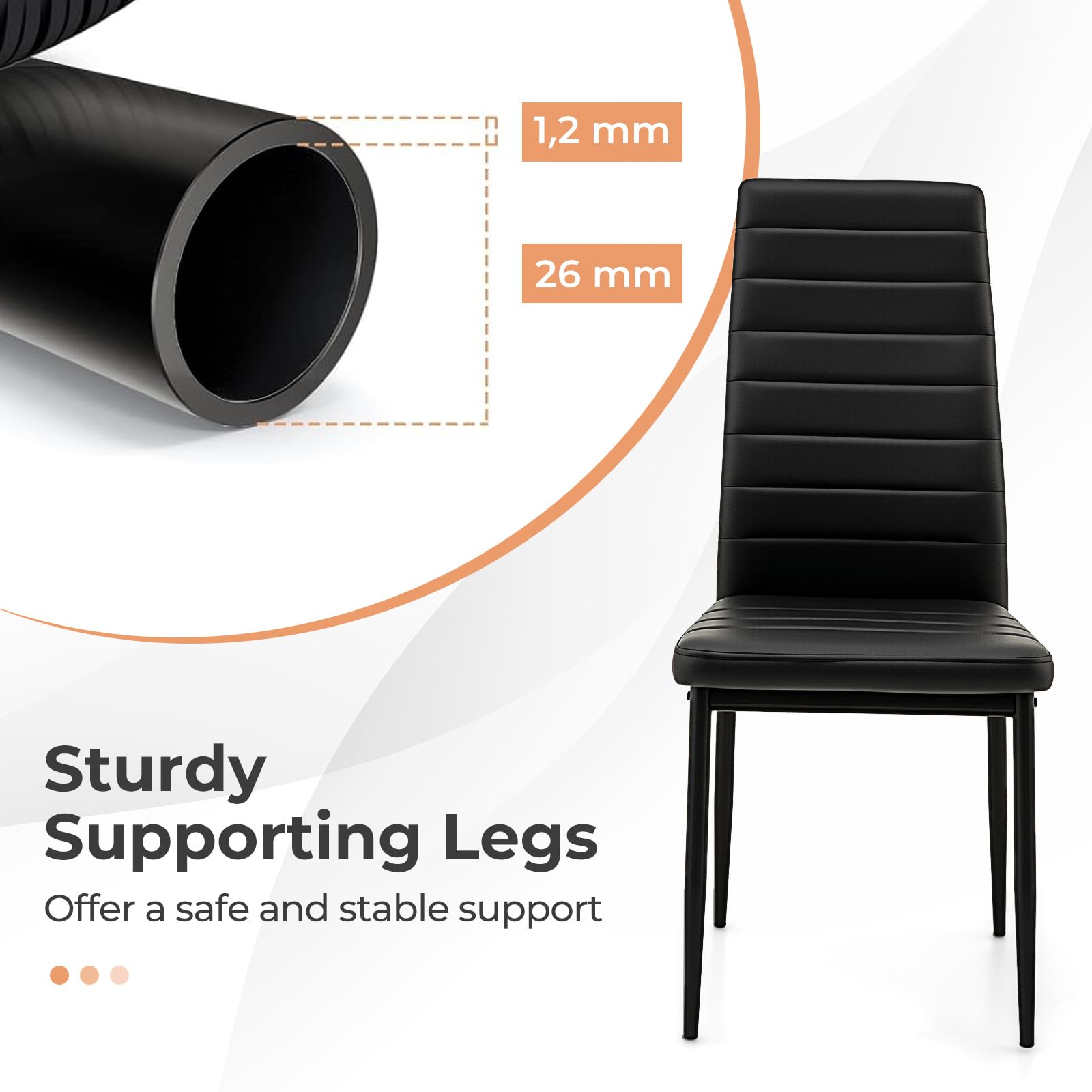 Upholstered Dining Chair Set of 4 Armless Chair w/ Padded Backrest Modern Chair