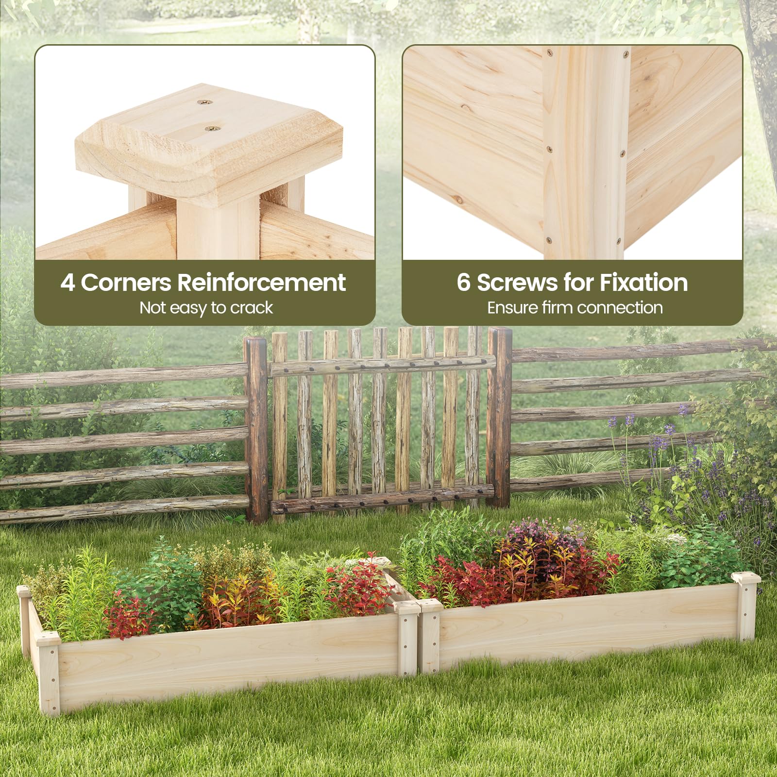 Giantex 48" x 24" x 10" Wooden Raised Garden Bed, Rectangular Planter Box