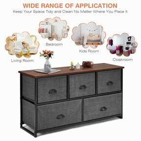 Giantex Chest of 5 Drawers, Cube Storage Organizer Unit, Dresser Unit w/Easy Pull Removable Fabric Bins