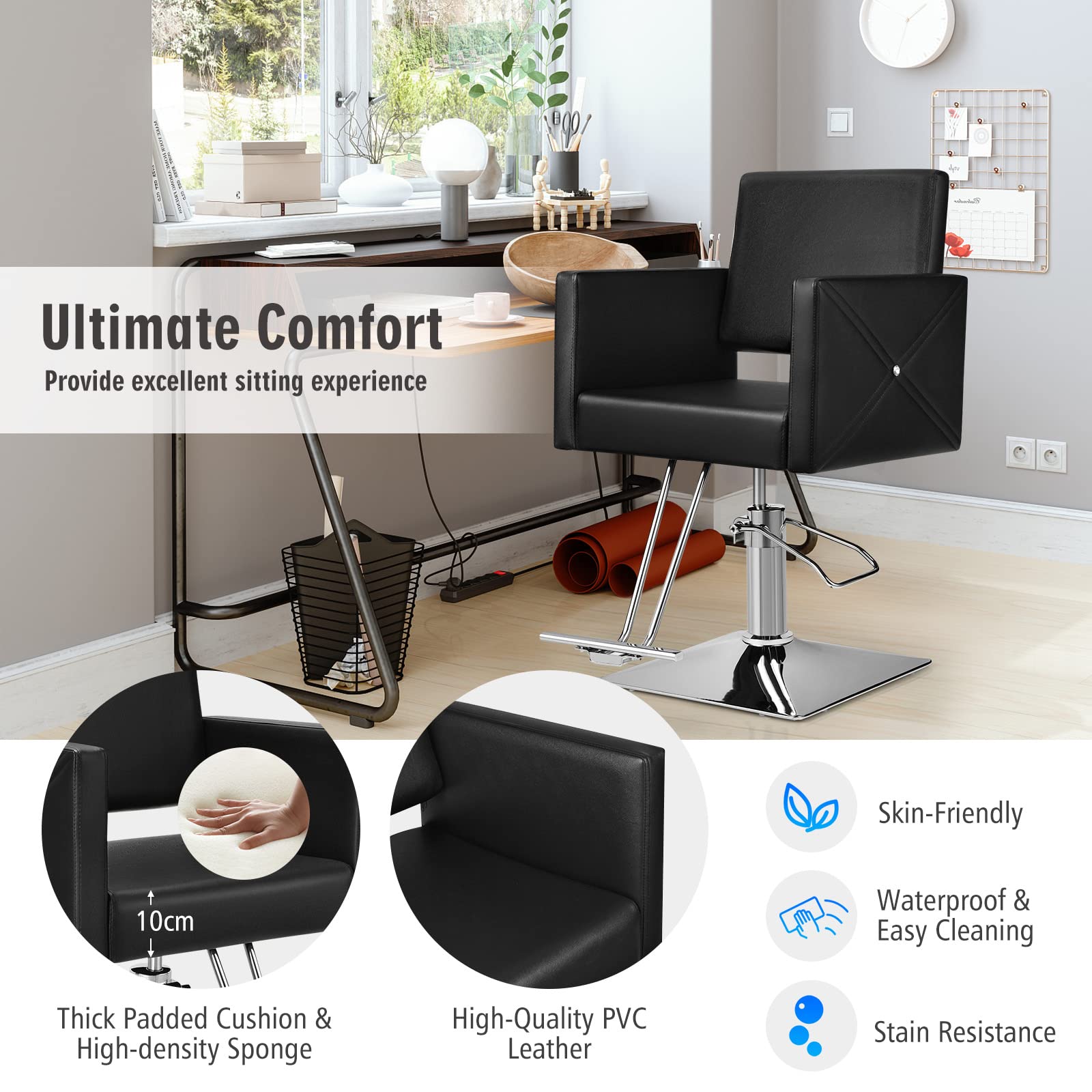 Barber Chair Hair Salon Chair Styling Heavy Duty Hydraulic Pump Stylist Chair