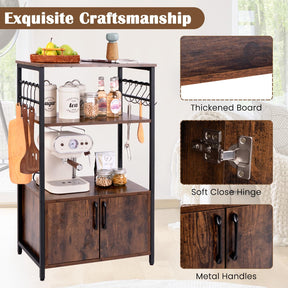 Industrial Kitchen Baker’s Rack 3-Tier Pantry Cabinet Microwave Oven Stand