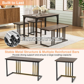 Giantex 4-Piece Dining Table Set, Industrial Dining Table W/Bench & 2 Stools for 4 Persons
