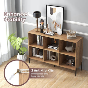 6-Cube Wooden Open Bookshelf with 5 Metal Legs