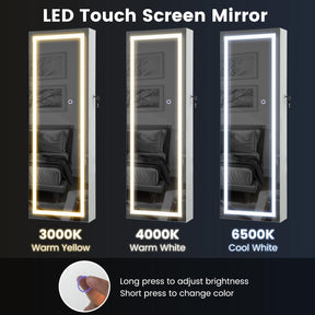 Giantex 108 cm Jewelry Mirror Cabinet, Lockable Jewelry Door & Wall Cabinet