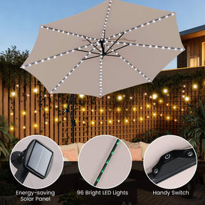 3 m Solar Offset Hanging Umbrella w/Base