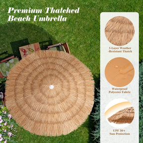Thatched Patio Umbrella, 1.75m Hawaiian Tiki Umbrella with Carrying Bag