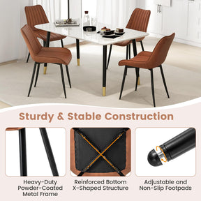 Giantex Dining Chair Set of 2, Faux-Leather Fabric Kitchen Dining Room Chairs, Upholstered Leisure Chairs w/Metal Legs