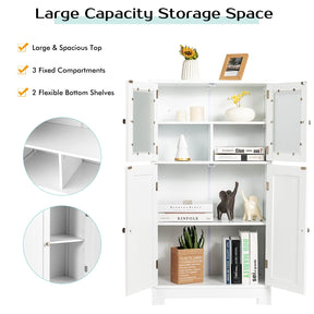 Giantex Bathroom Storage Cabinet, Kitchen Pantry Cabinet w/Tempered Glass Doors & Adjustable Shelf, White