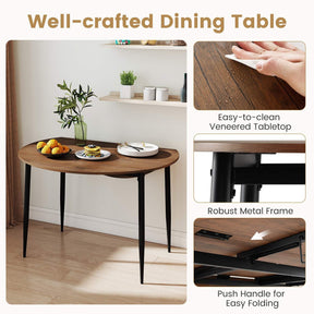 5-Piece Dining Table Set for 4 People, Extendable Round Kitchen Table w/Drop Leaf Tabletop