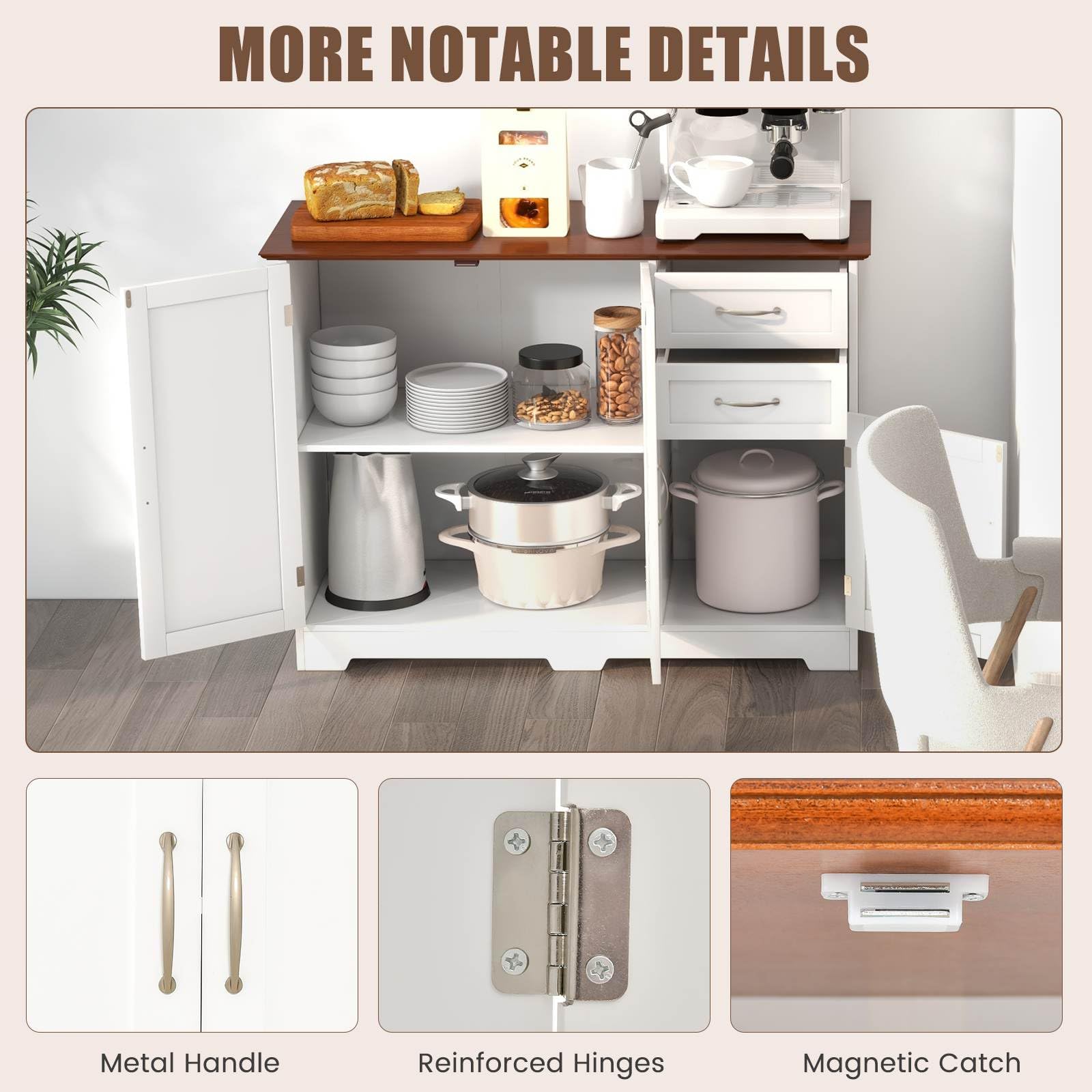 Giantex Kitchen Buffet Cabinet, Modern Storage Cabinet with with 2-Door Cabinet and 2 Drawers