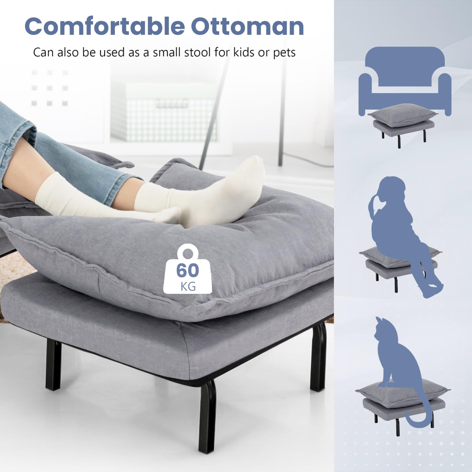 Giantex Modern Armless Accent Chair w/Ottoman