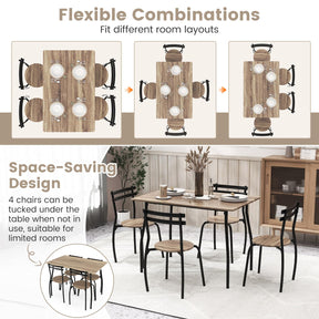 Giantex 5 Pieces Dining Set, Dining Table & Chairs Set with Wood & Metal Frame