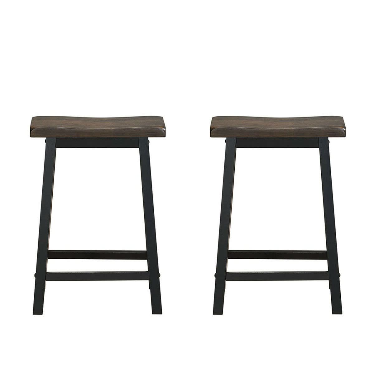 Giantex Set of 2 Bar Stools, Saddle Seat Pub Chair, Wood Vintage Counter Height Stool