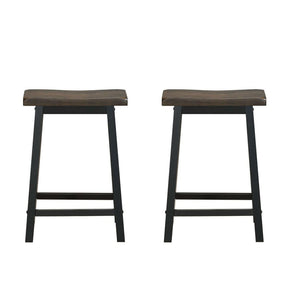 Giantex Set of 2 Bar Stools, Saddle Seat Pub Chair, Wood Vintage Counter Height Stool