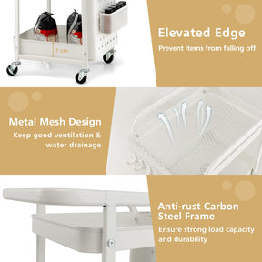 Giantax 3-Tier Rolling Cart, Utility Storage Organizer Cart w/ Dual DIY Pegboards, 2 Baskets