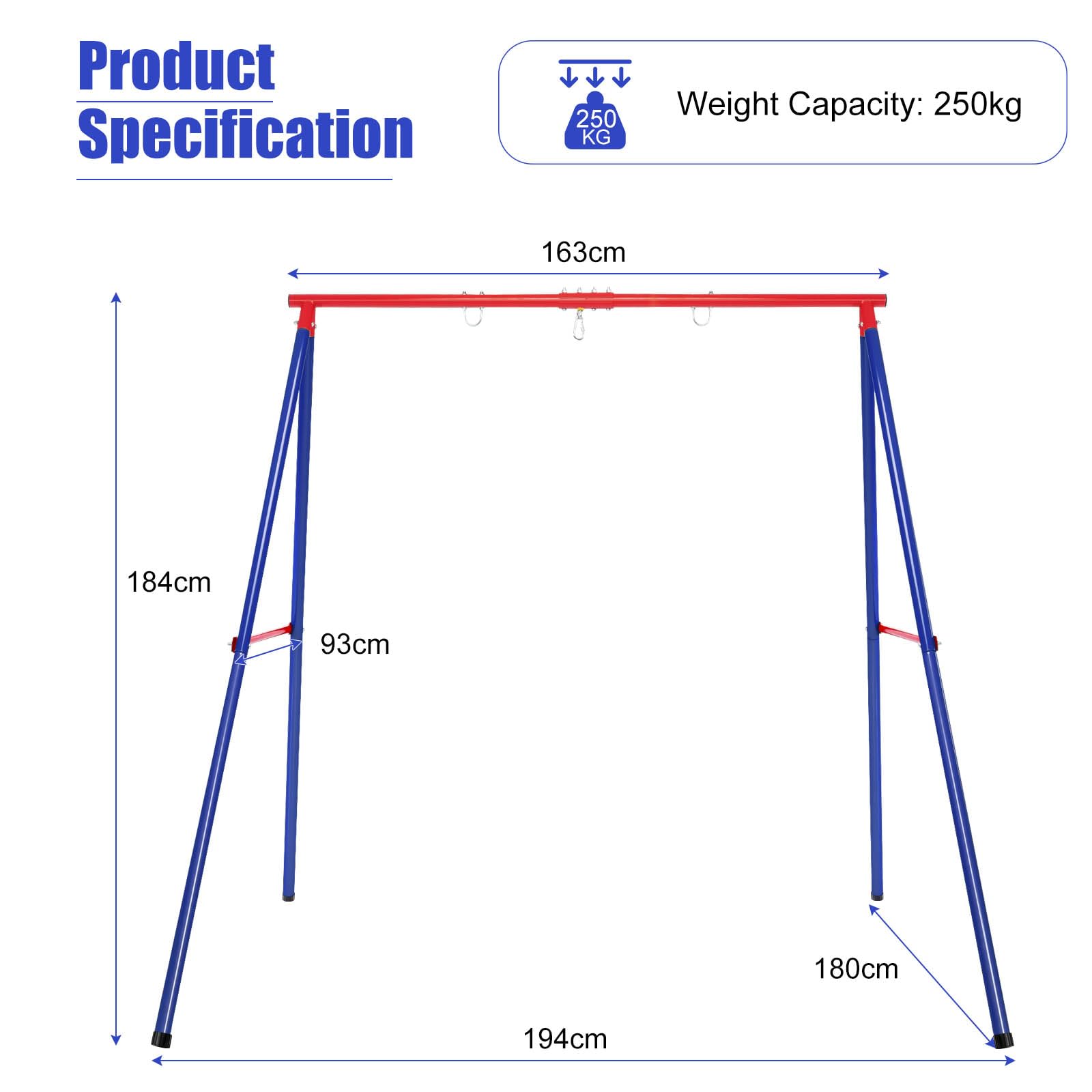 HONEY JOY Heavy Duty Steel Swing Frame (Without Swing)