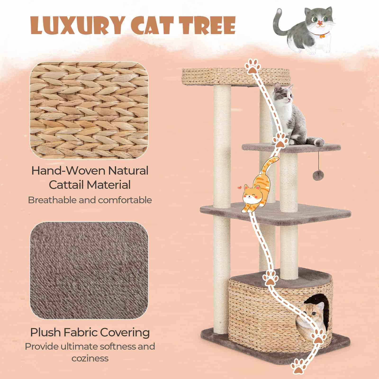 131cm Cattail Cat Tower for Indoor Kittens & Adult Cats