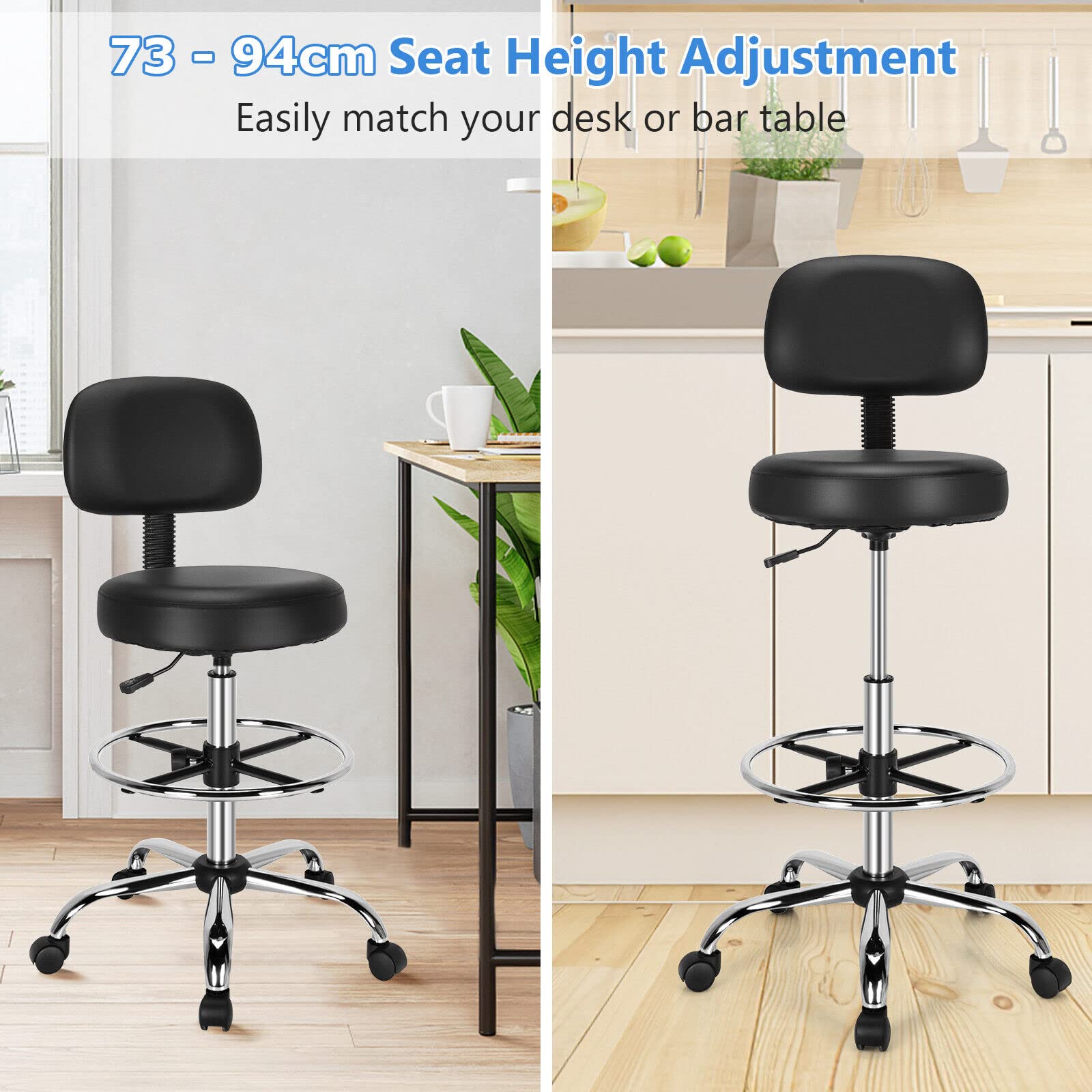 Giantex Ergonomic Drafting Chair w/Backrest