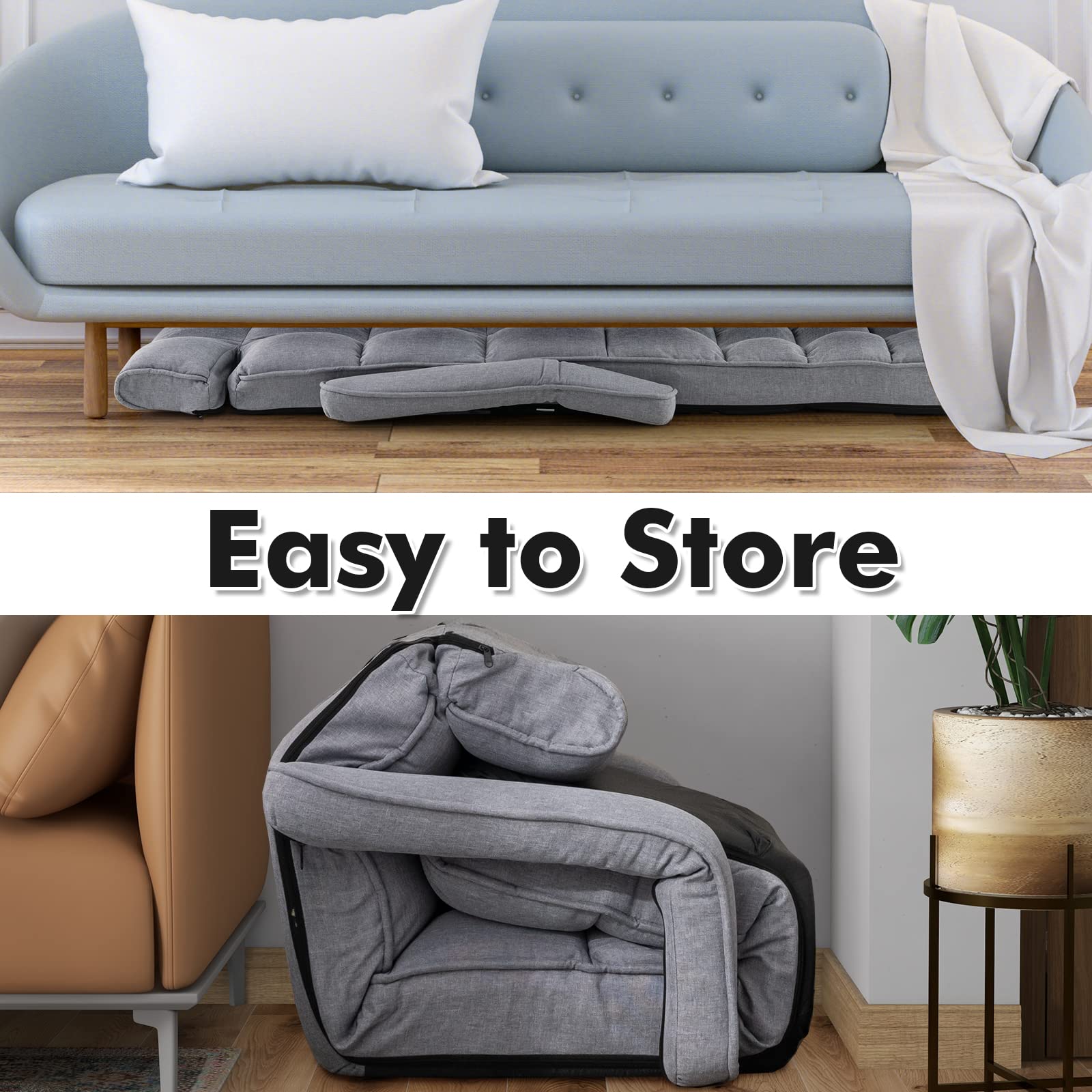 Giantex Foldable Lazy Sofa, Indoor Chaise Lounger Sofa with 6 Adjustable Positions