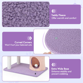 Cute Cat Tree for Indoor Cats, 167cm Multi-Level Tall Cat Tower, Purple