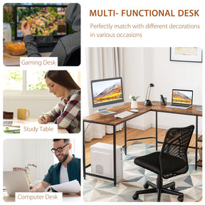 Giantex Industrial L-Shaped Computer Desk, Home Office Desk PC Laptop Study Table, Rustic Brown