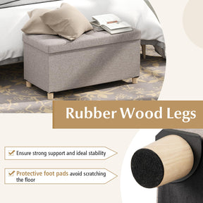 76cm Storage Ottoman Bench Linen Fabric End of Bed Bench