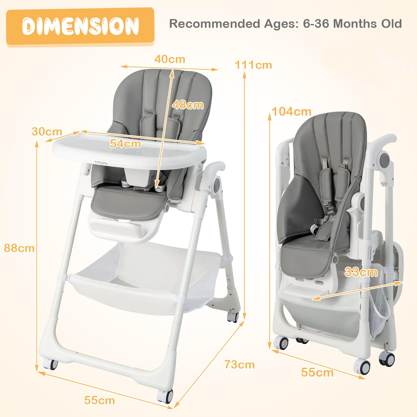 Convertible Infant Dining Chair with 7 Height for Babies and Toddlers