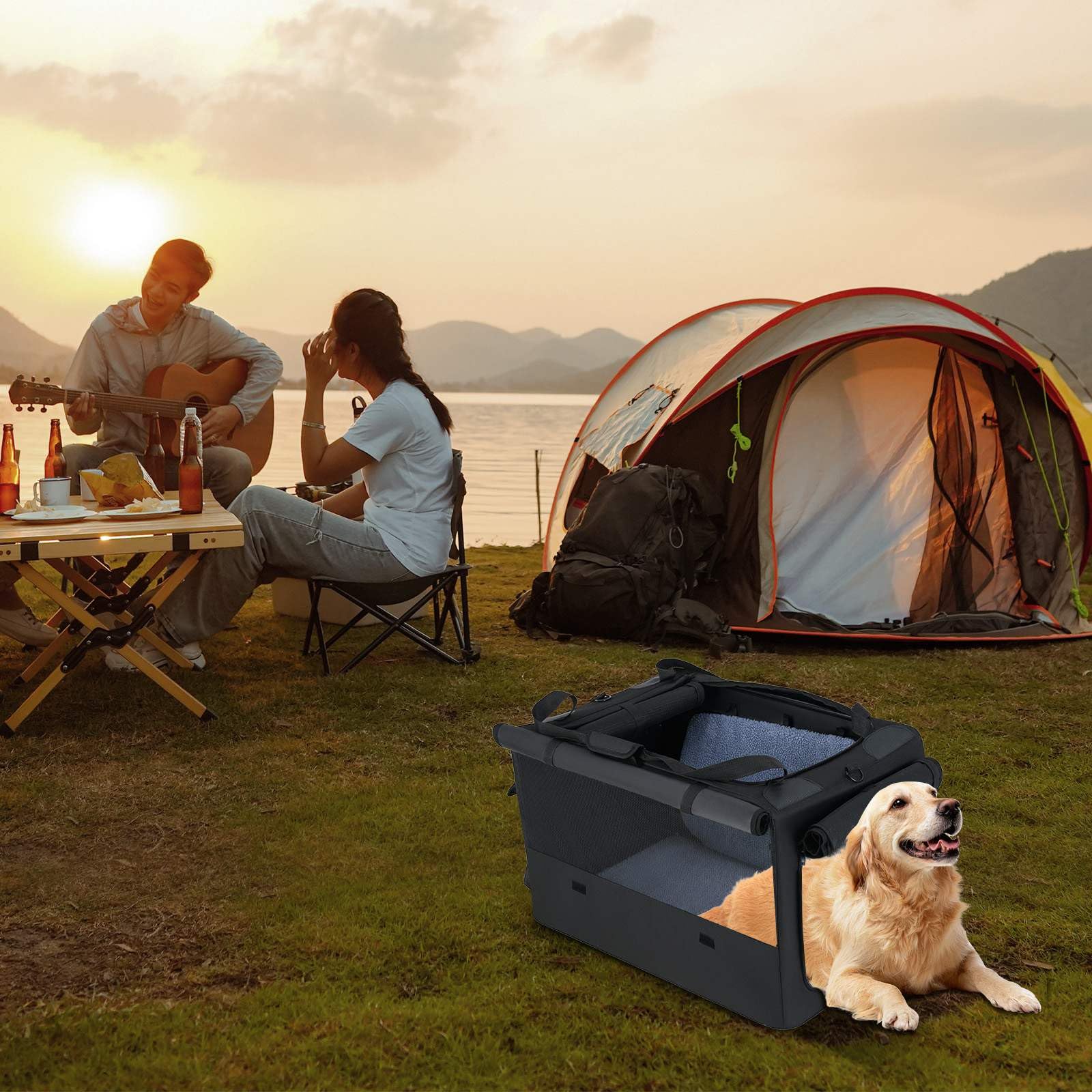 Folding Soft Dog Crate, Portable and Foldable Pet Carrying Bag