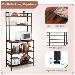 Giantex 5-Tier Freestanding Kitchen Bakers Rack with Hutch