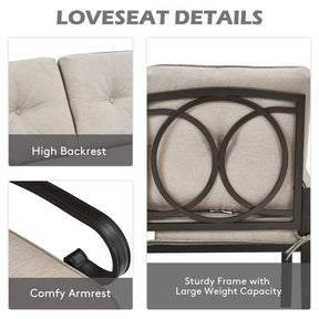2 Pieces Outdoor Conversation Set with Ergonomic Backrest & Armrest for Balcony & Poolside