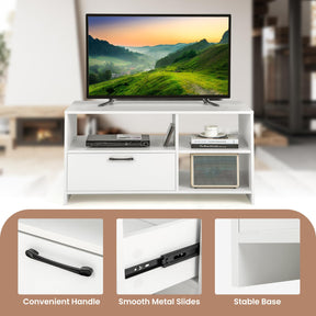 Giantex TV Stand for TVs up to 50", Modern Media Console Table w/ 3 Open Compartments & 1 Storage Drawer