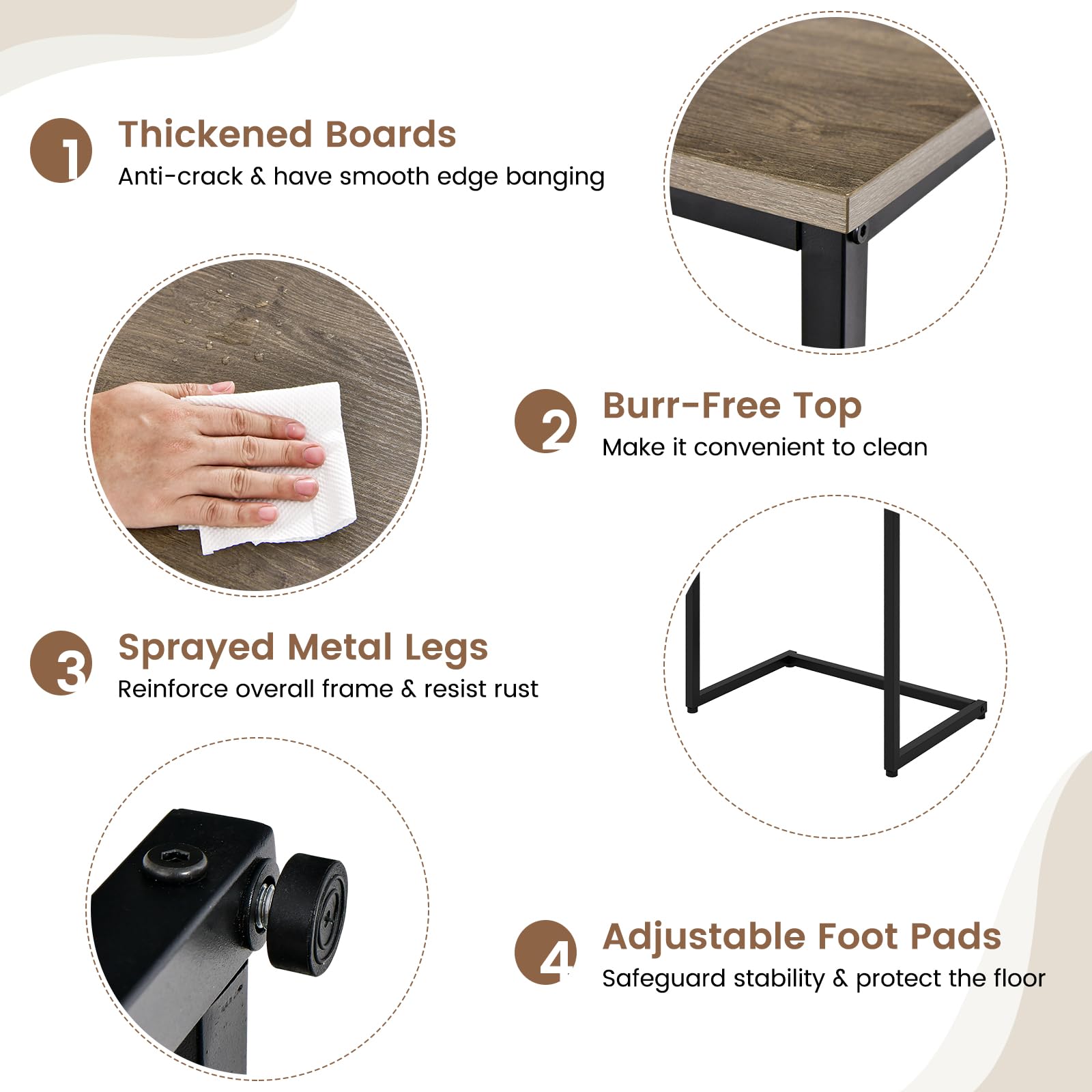 Giantex Nesting End Table Set of 3, Rectangle Stacking Side Table with Wooden Top & Sturdy Metal Legs