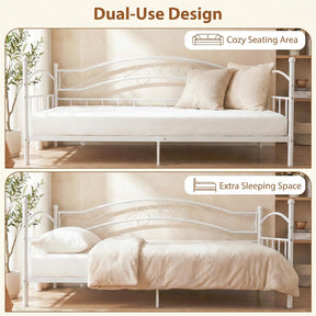 Metal Daybed Frame, 190 x 90 cm Sofa Bed with Classic Headboard