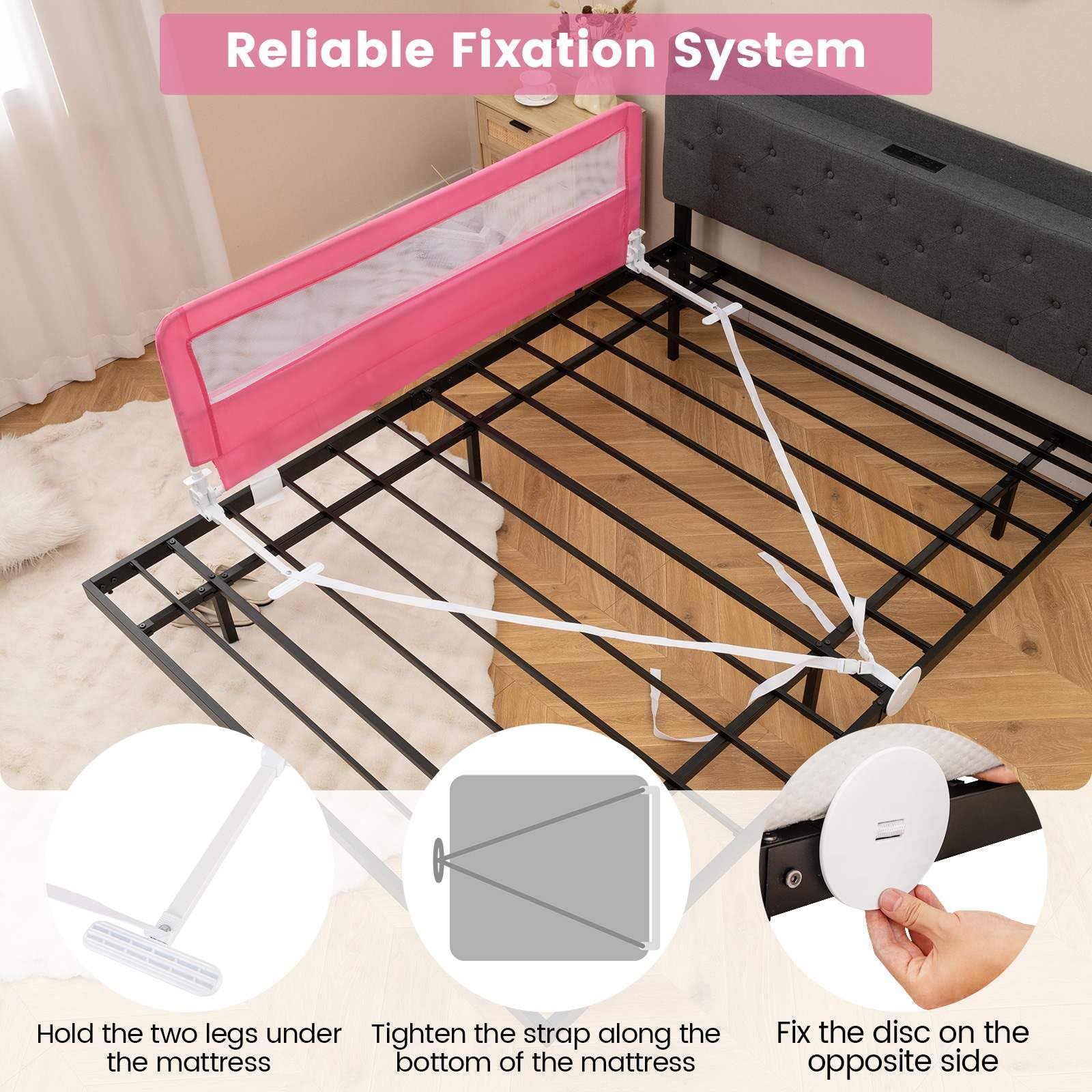 Bed Rails/Bedrail for Toddlers, Height Adjustable Folding Baby Safety Cot Guard, 150 x 55 cm