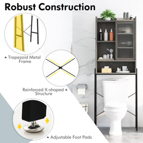 Giantex Over The Toilet Storage Cabinet, Bathroom Space Saver with Sliding Acrylic Door & Metal Frame
