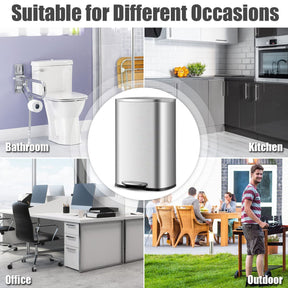 Giantex 50L Pedal Rubbish Bin Stainless Steel Trash Waste Garbage Can Kitchen