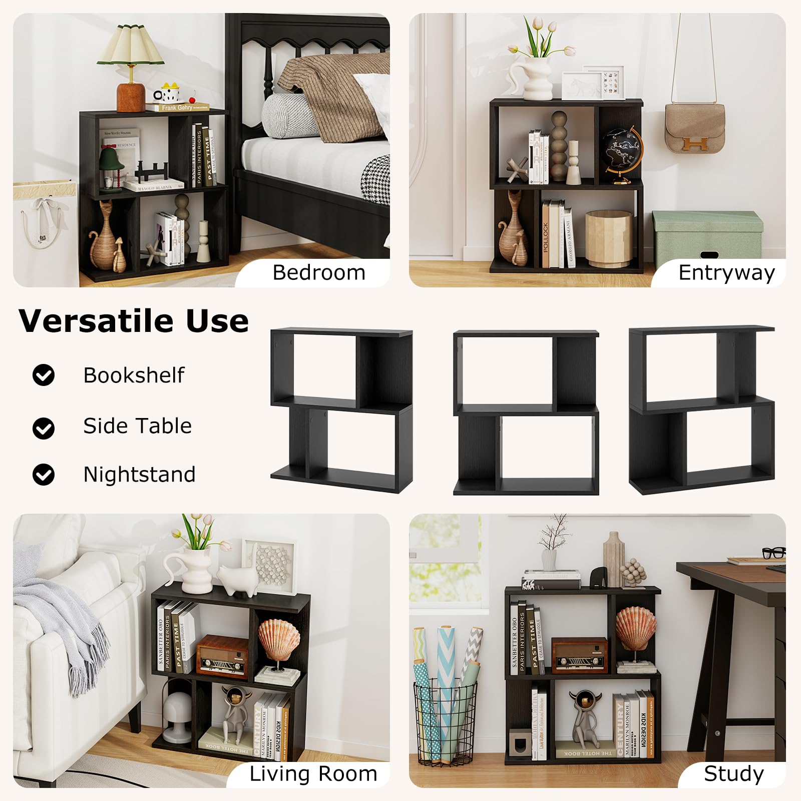 3-Tier Bookshelf, Display Shelf for Small Space
