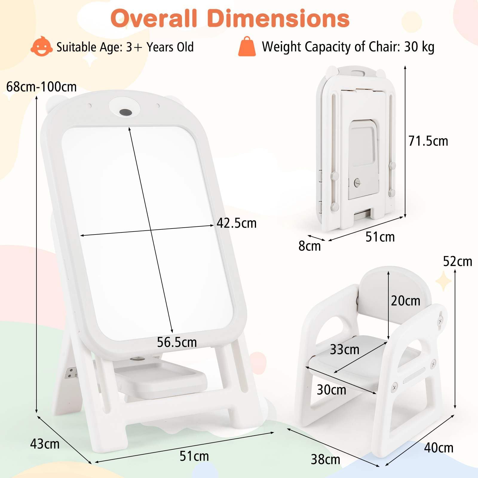 HONEY JOY Kids Art Easel and Chair Set