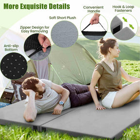 Foldable Camping Mattress, Indoor Outdoor Sleeping Mat w/High Density Foam Cushion & Anti-Slip Bottom
