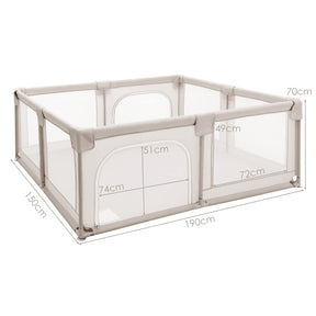 190 x 150 CM Large Baby Playpen, Extra Large Playard for Babies